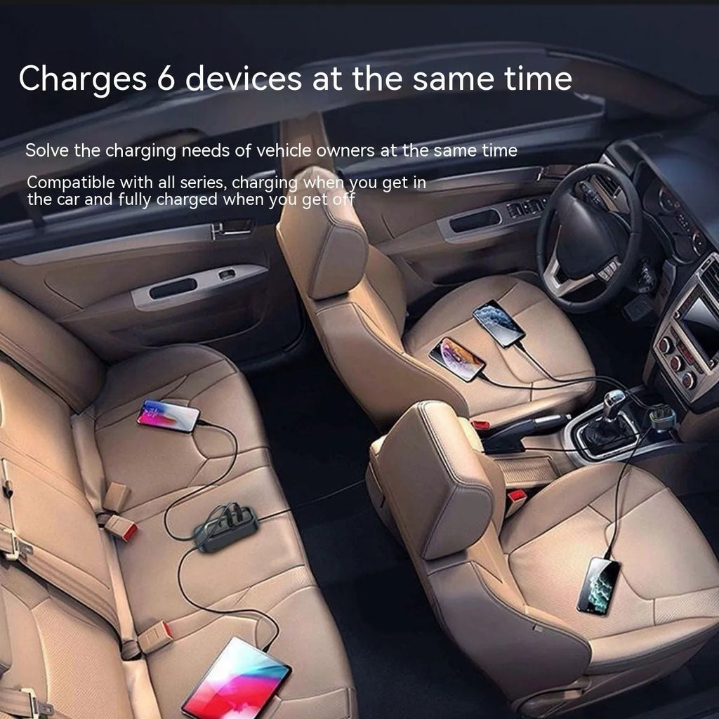 Automatic retractable car charger with QC3.0 fast charging and universal headband for vehicle cigarette lighter sockets
