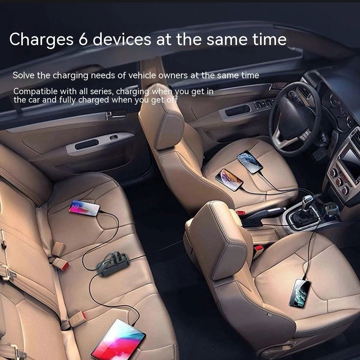 Automatic retractable car charger with QC3.0 fast charging and universal headband for vehicle cigarette lighter sockets