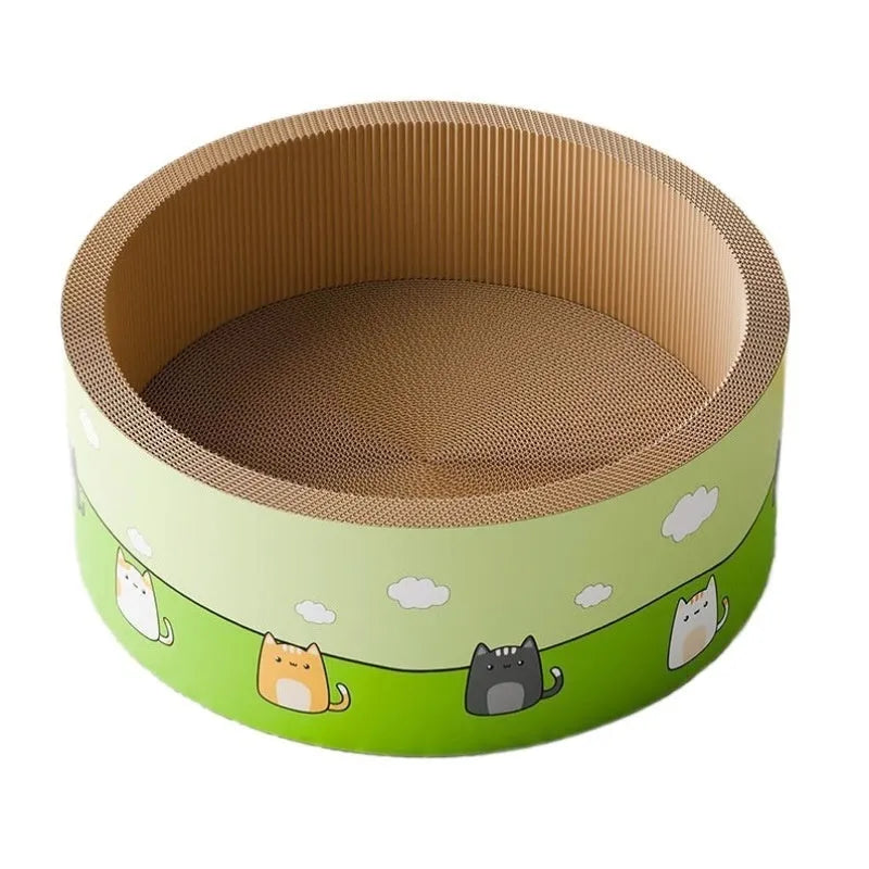 Large corrugated paper cat scratch board with deepening round pit design in 45cm or 50cm size
