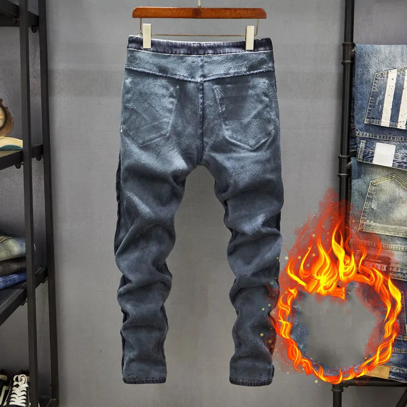 Men's slim-fitting skinny jeans in dark blue and light blue denim with micro elasticity