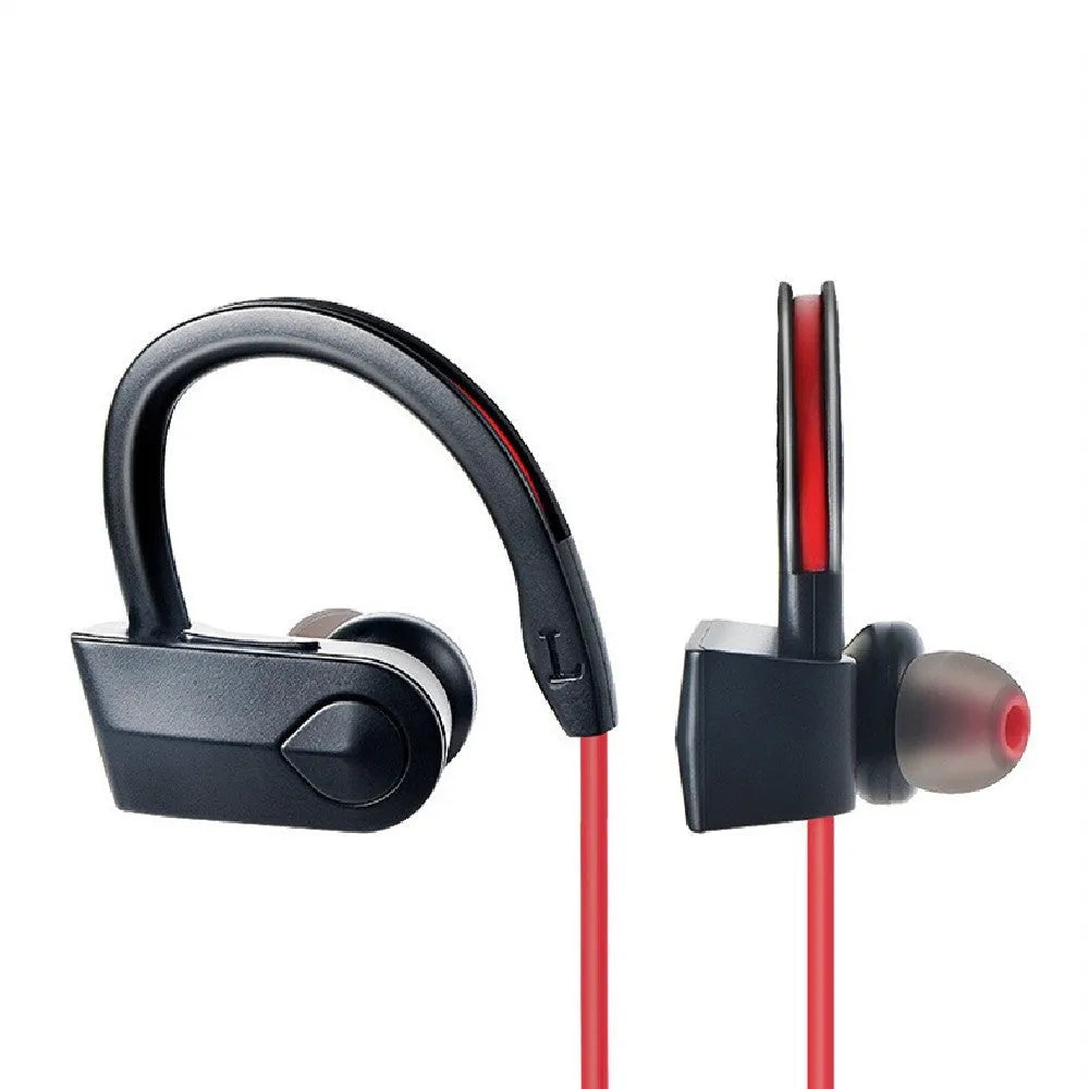 Wireless neck mounted Bluetooth earphones in black, blue, and red colour options