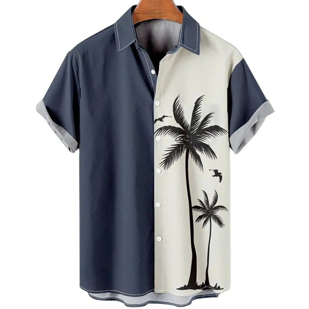 Men's slim fit beach shirt with 3D printed floral pattern in multiple colour options