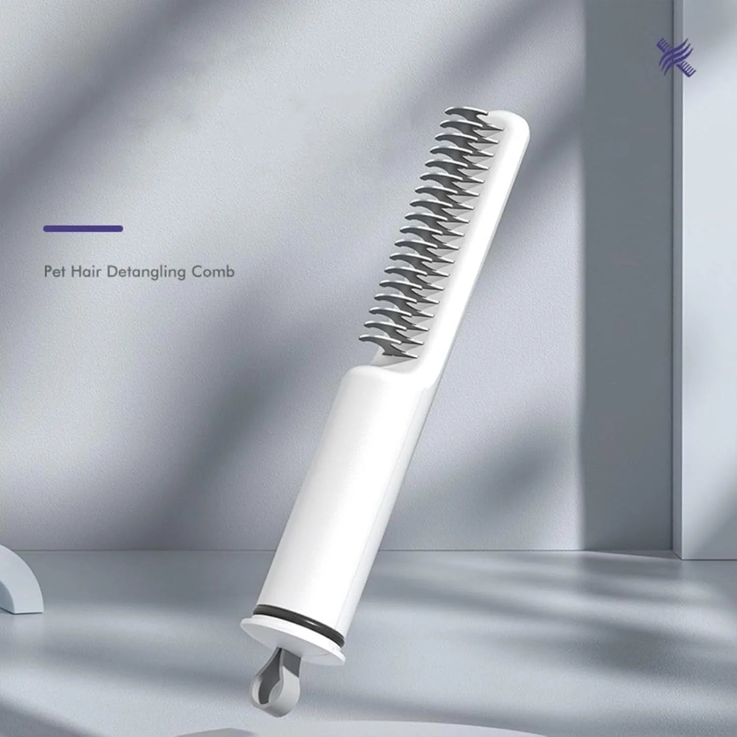 Stainless steel dematting comb for dogs with 18.8cm handle to remove knots and mats