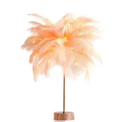 Feather lamp with remote control, USB and battery power, soft night light for bedside or desk