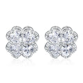 Zeng Yin heart-shaped 925 silver earrings with zircon stones and four-leaf clover design