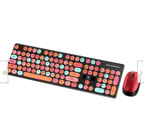 Wireless punk manipulator keyboard and mouse set in vibrant yellow mixed colour
