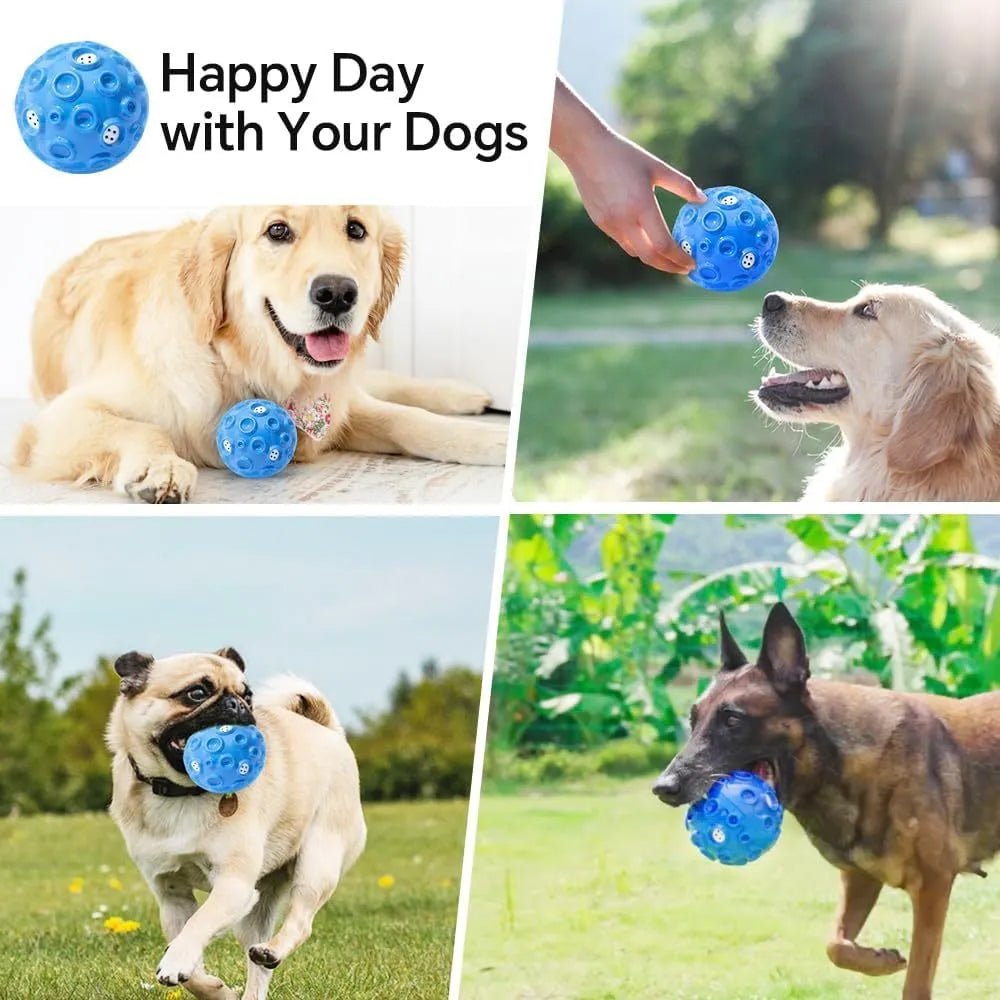 Coloured rubber dog ball with textured surface for aggressive chewers and teeth cleaning