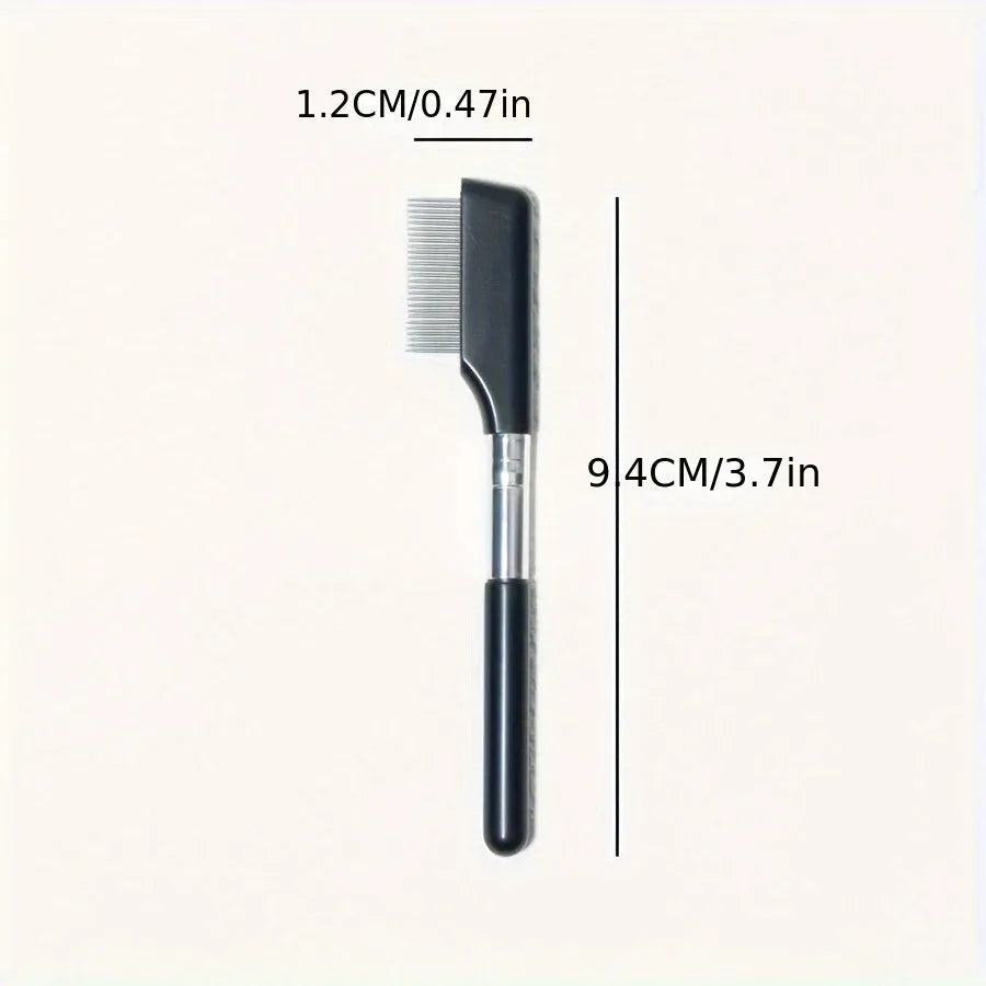 Black pet grooming brush with soft silicone bristles for eye cleaning and comb attachment for hair removal
