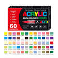 Set of straight liquid acrylic marker pens with soft flexible tips in multiple colour options