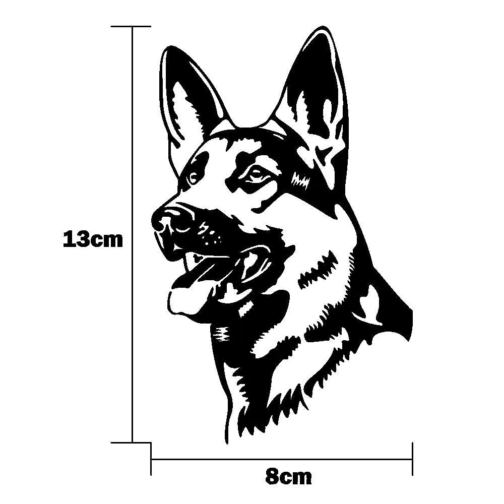 Reflective Alsace Shepherd dog car bumper sticker in five colour options