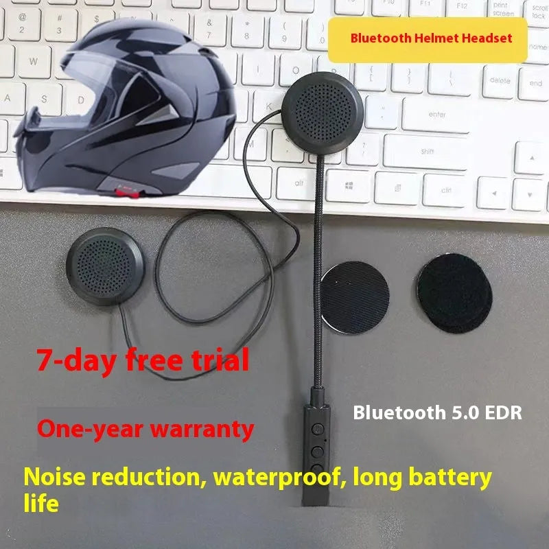 Black motorcycle helmet Bluetooth headset with large volume stereo and waterproof design