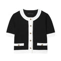 Women's beaded top and high-waisted trouser suit set in contrast colours