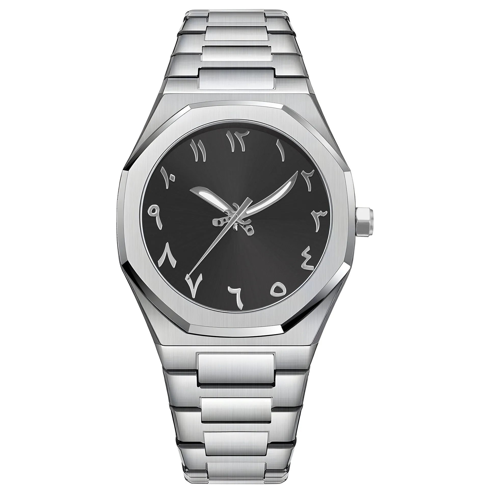 Men's steel belt quartz watch with 10mm case thickness in business casual style