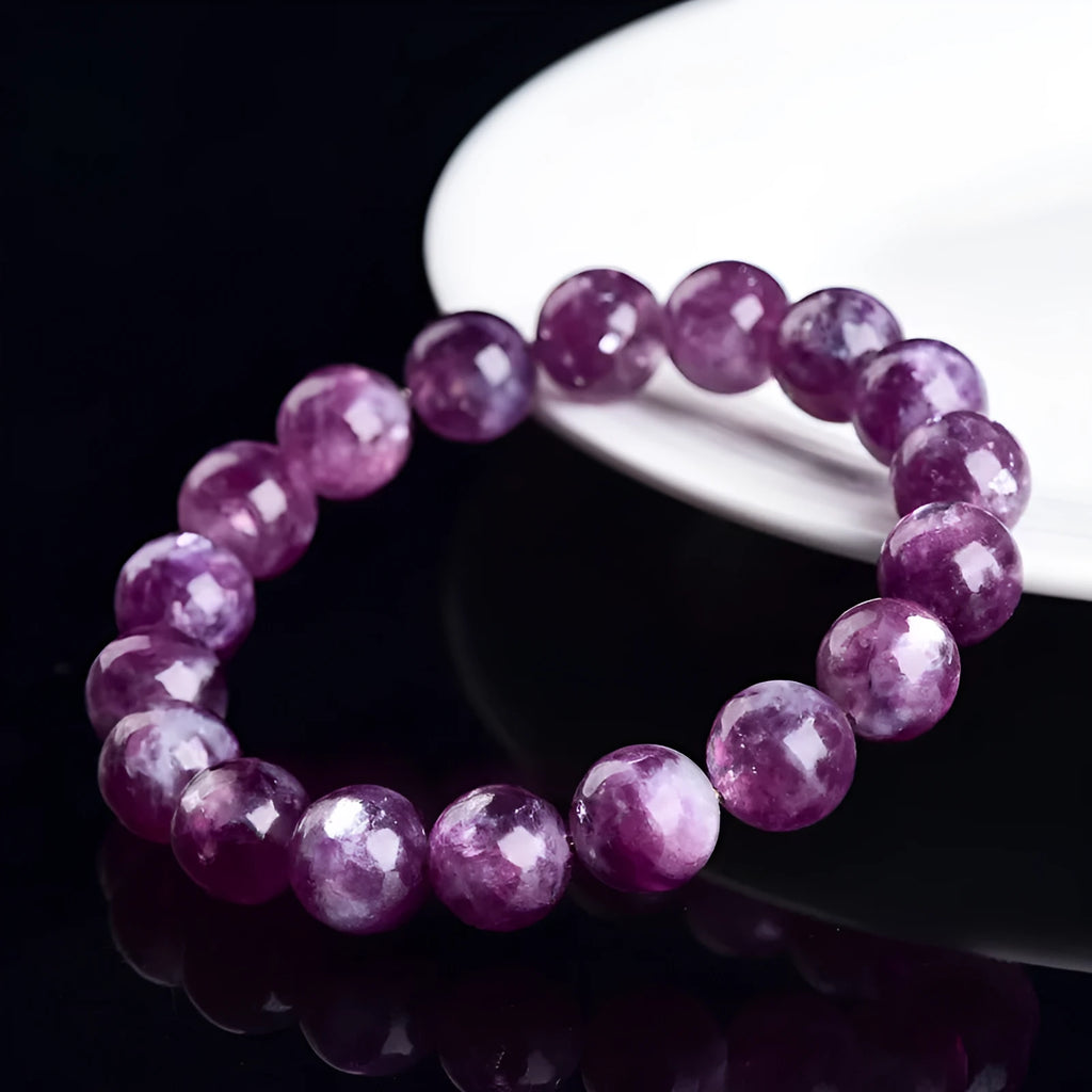 Polished purple grandmother crystal bracelet with geometrical beads in Korean style unisex design