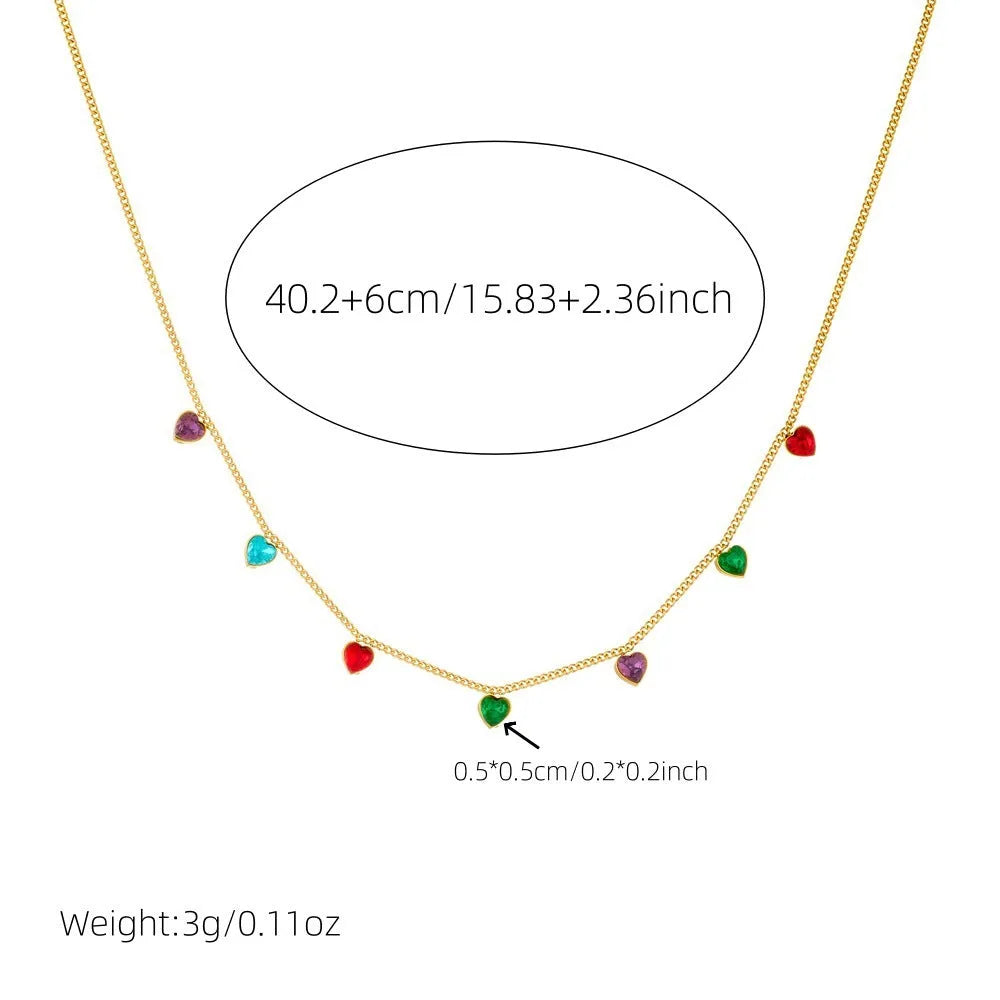 Women's gold-plated heart necklace with stainless steel chain adjustable 41-50cm length