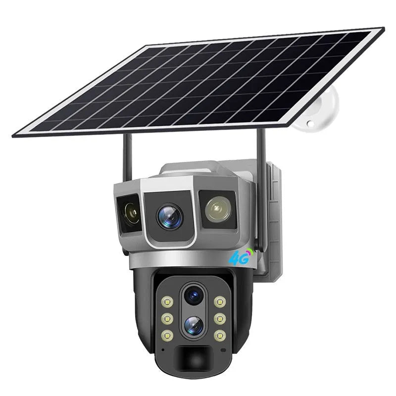 V380 4G outdoor security camera with solar panel and 10x zoom lens