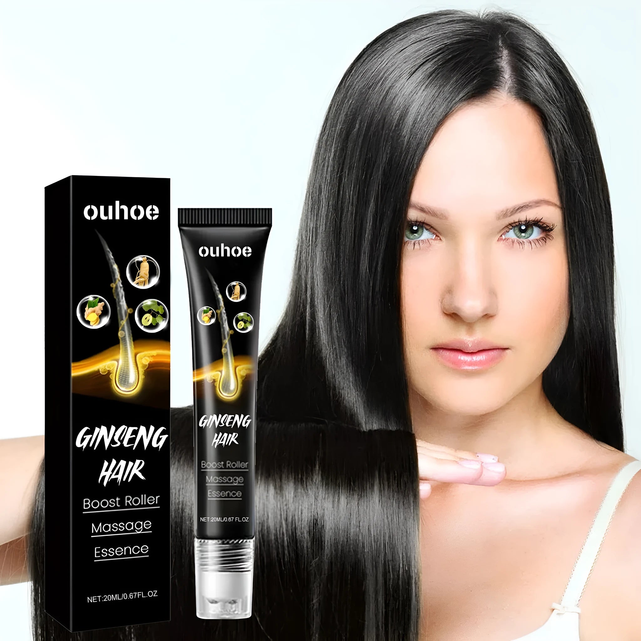 Ginseng gentle moisturizing scalp hair massage ball essence in 20ml bottle