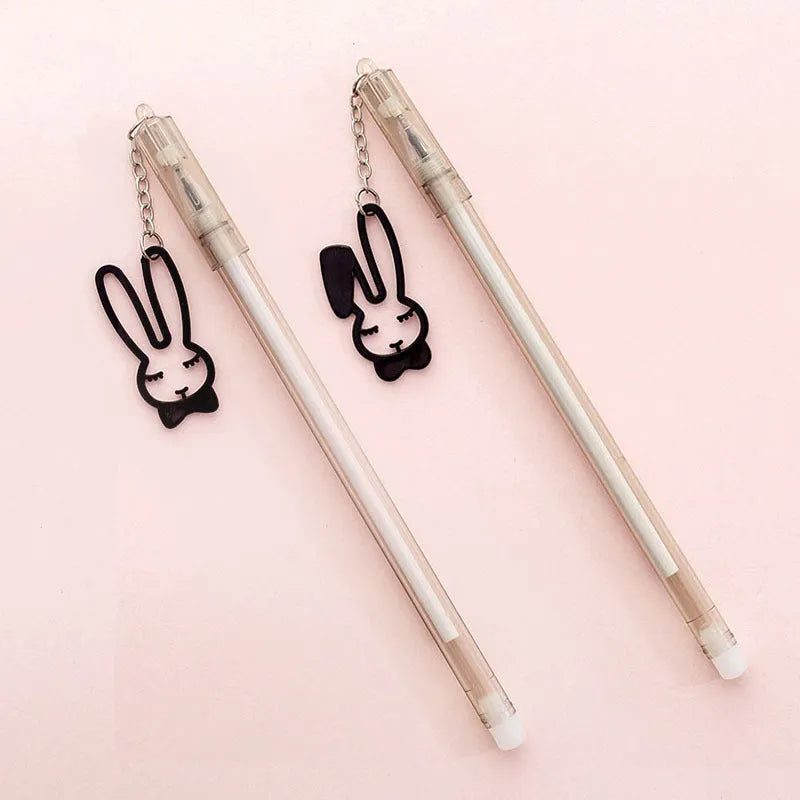 A1542 model 0.38mm gel pen with decorative paper crane or rabbit pendant attached to cap
