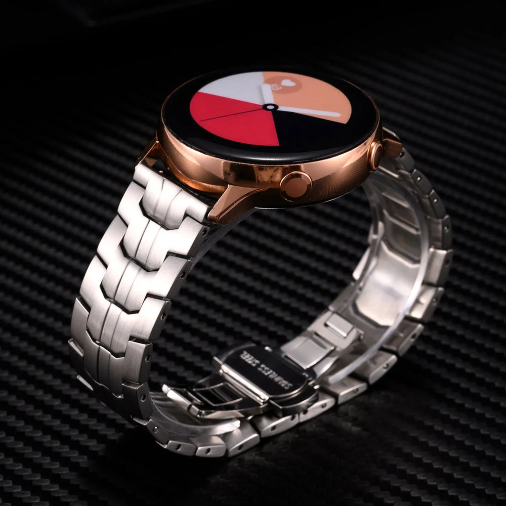 Stainless steel watch band in black and silver for Samsung Galaxy Watch with 20mm and 22mm universal size options
