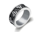 925 sterling silver trinity symbol ring with Celtic knot design on a white background