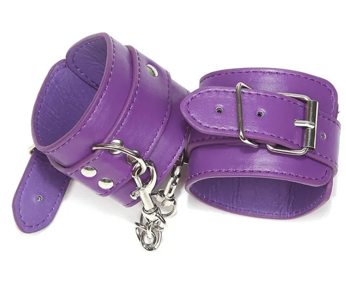 Pair of PU leather BDSM handcuffs in black colour option