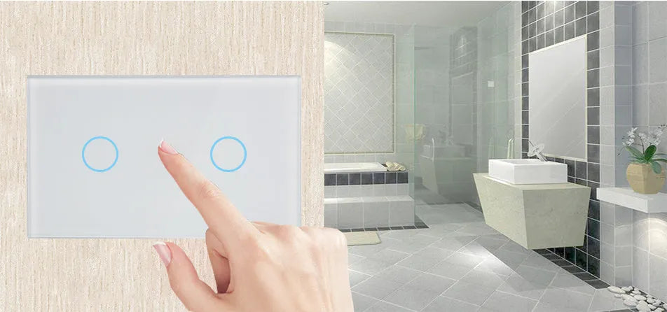 RF wireless touch light switch with tempered glass panel in black white or gold