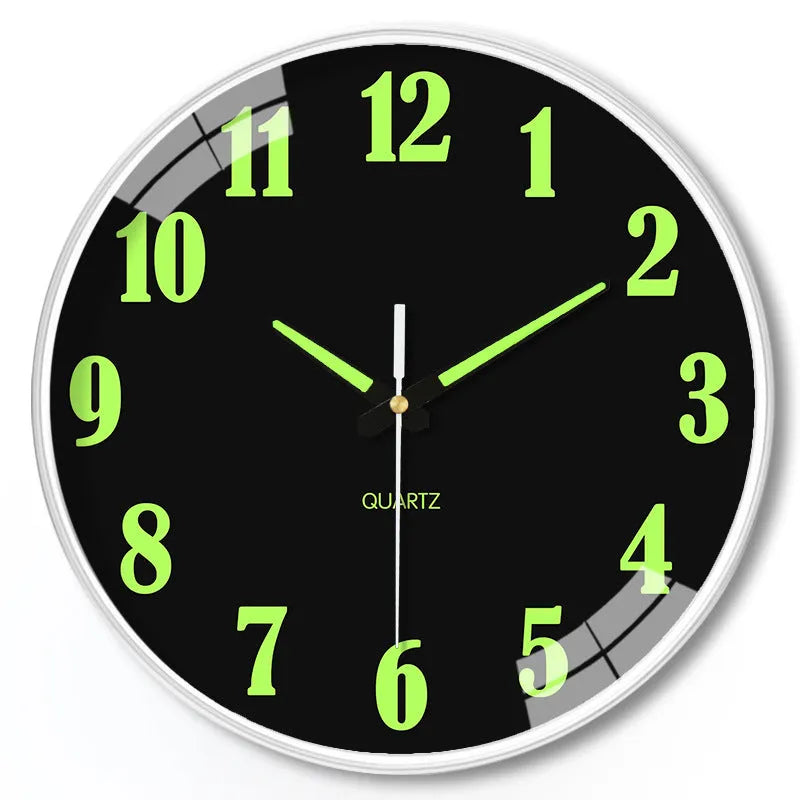 20cm luminous wall clock with modern plastic shell on wall