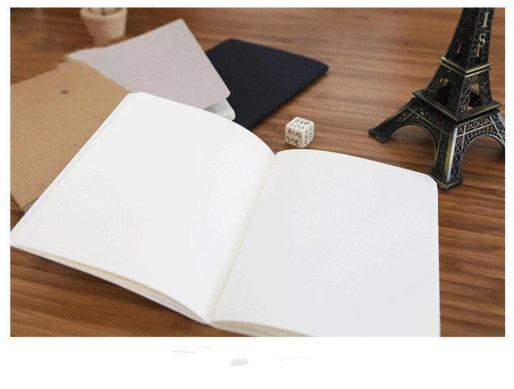 Retro solid-colour A6 graffiti notebook open on a blank page.