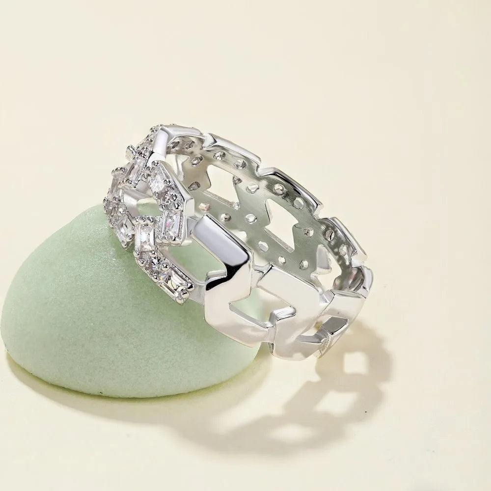 S925 sterling silver colour zircon ring for women in electroplated finish