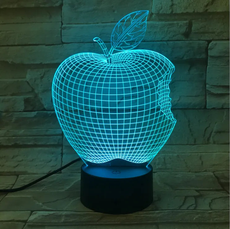 3D fruit decorative night light with colourful LED illumination and acrylic shade