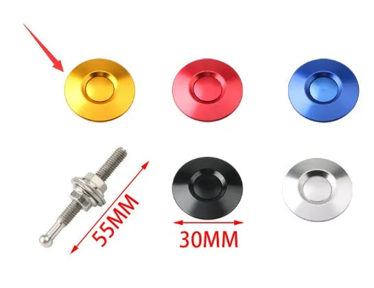 30mm aluminium alloy engine cover lock for modified racing cars in silver colour with 55mm screw