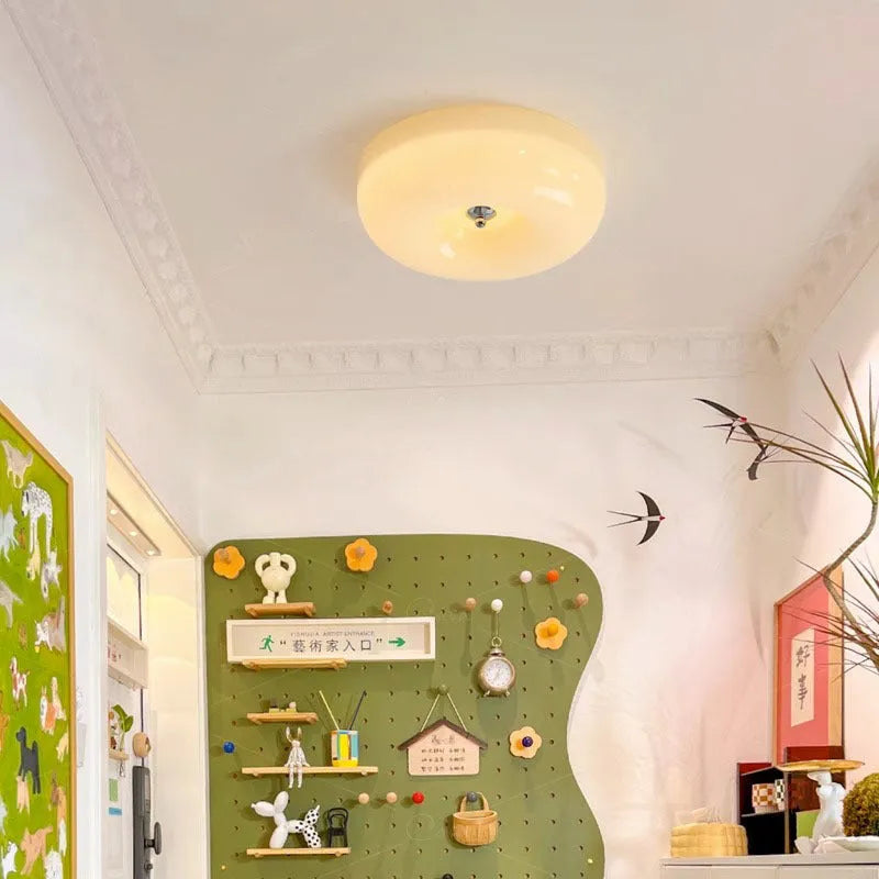 American style bedroom ceiling lamp in cream colour with three-colour light adjustment