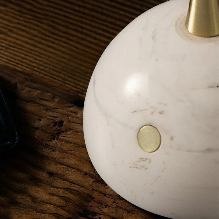 Glass desk lamp with dimmable touch switch and LED light source on desk surface