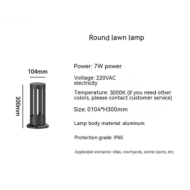 Aluminium outdoor lawn lamp LED landscape light wiring powered for garden pathway