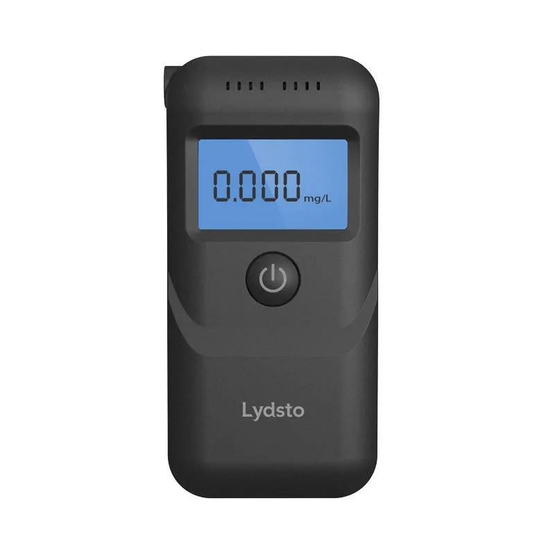 Black household alcohol tester breathalyser unit for personal drinking breath checks