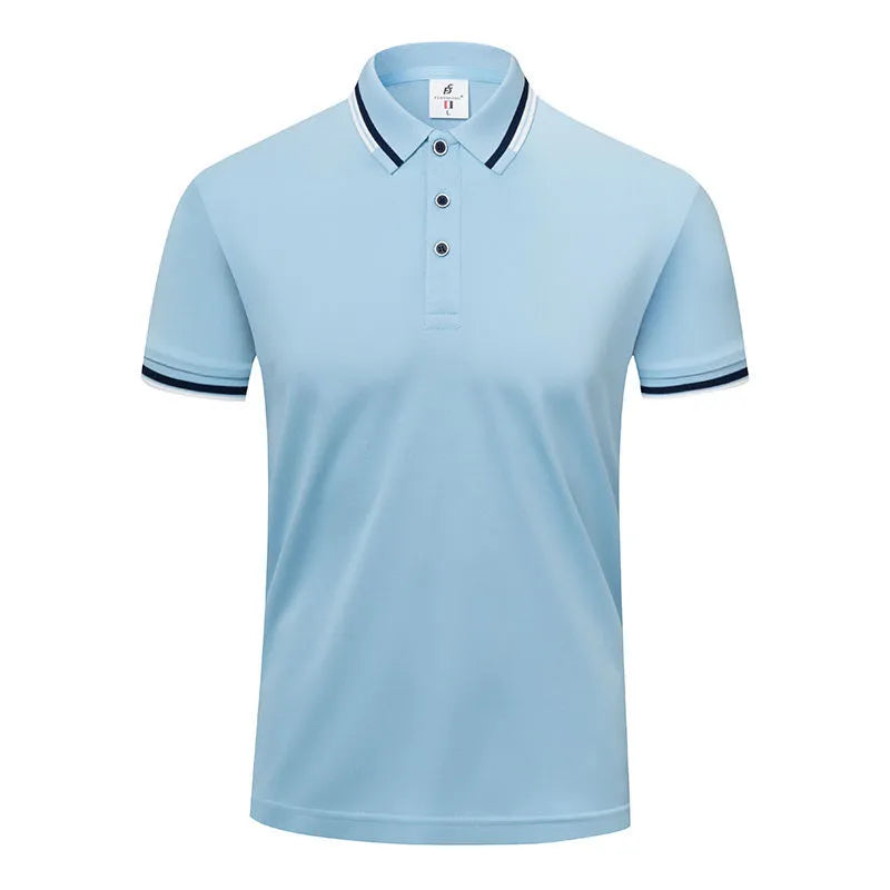 190g ice cotton lapel short sleeve top in bean green colour, front view, casual wear