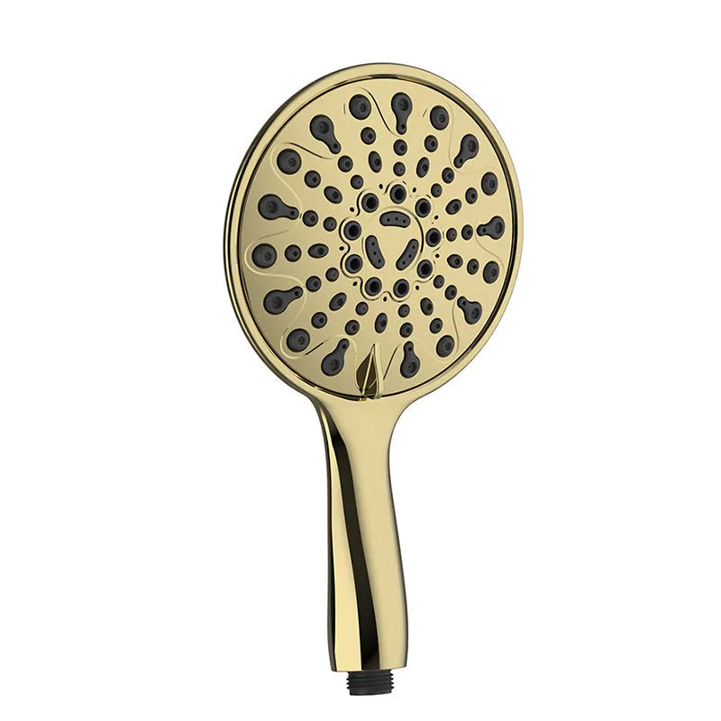 Portable six-function handheld shower head with electroplated finish and 6-inch hose