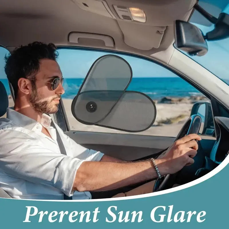 Breathable car window shades with suction cups attached to vehicle side window