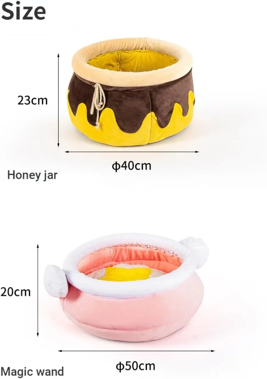 Honey pot shaped cat sofa bed in soft fabric with removable nest pad for small pets