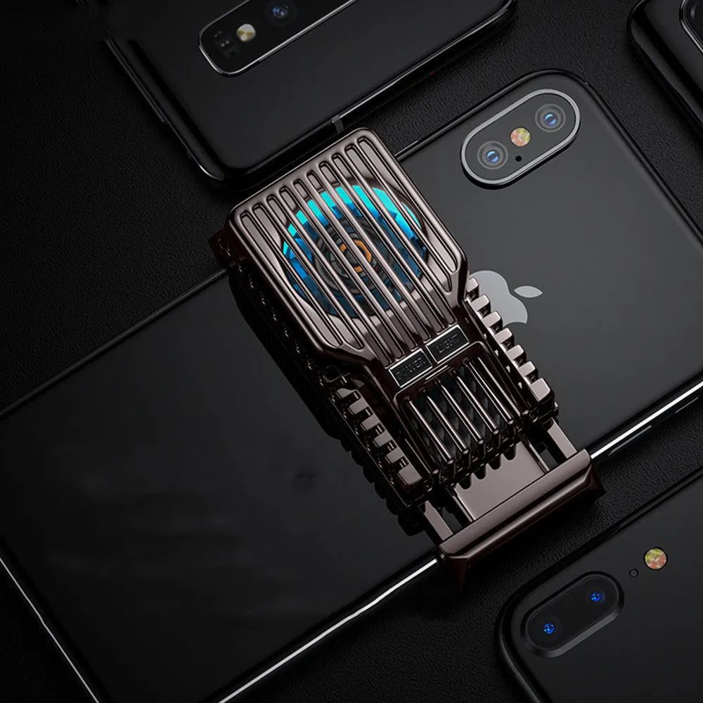 Clip-on mobile phone radiator in black, gold or silver for 4-7 inch smartphones with data cable