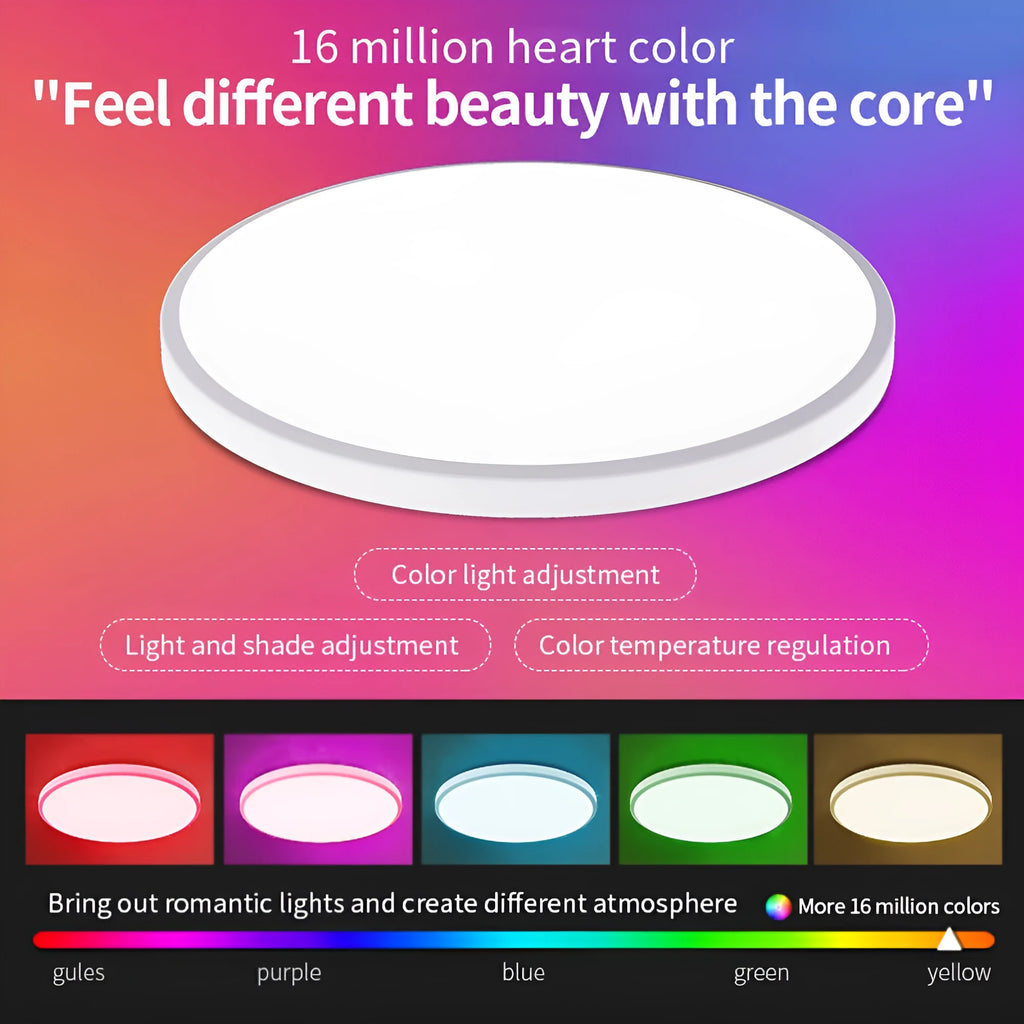 Black RGBCW Bluetooth ceiling lamp with circular design and colour changing capability