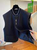 Loose-fitting bandage dress waistcoat in polyester fabric with 40cm length and pocket design