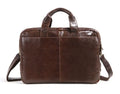 Brown 18-inch men's business briefcase in first-layer cowhide leather with visible patterning
