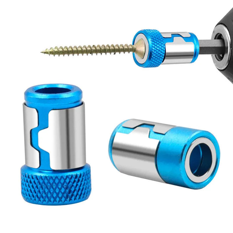 Light blue magnetic slotted screwdriver bit with high carbon steel construction