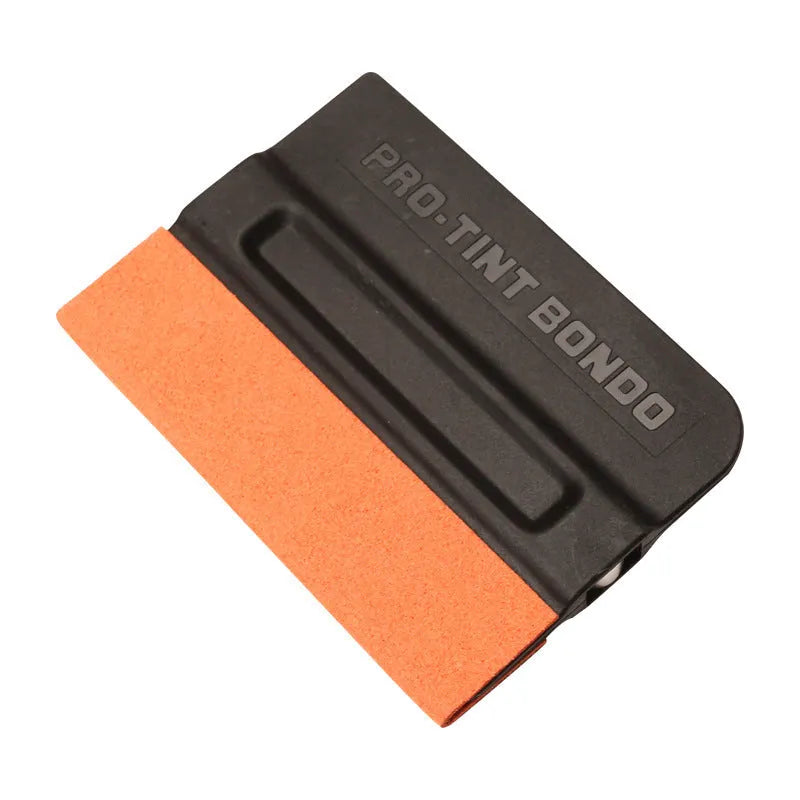 Car vinyl film scraper tool with magnetic head attachment in black and blue deerskin and wool options
