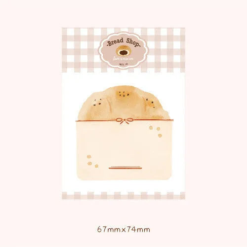 Food Bread Handbook A6 notebook open showing 80g paper, with Bread01 design cover.