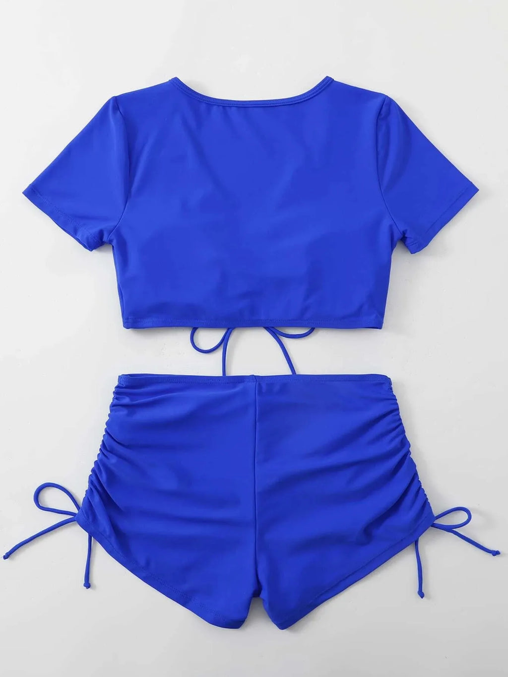 Ladies lace-up front swimsuit with bow detail in six colour options