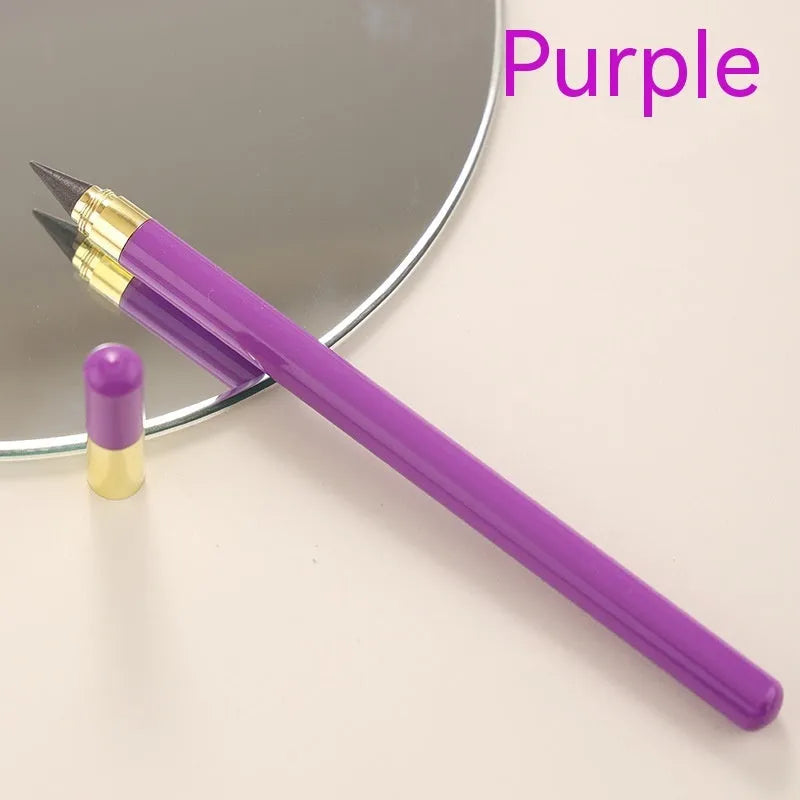 Clear acrylic sharpening-free eternal pencil with alloy tip on a desk
