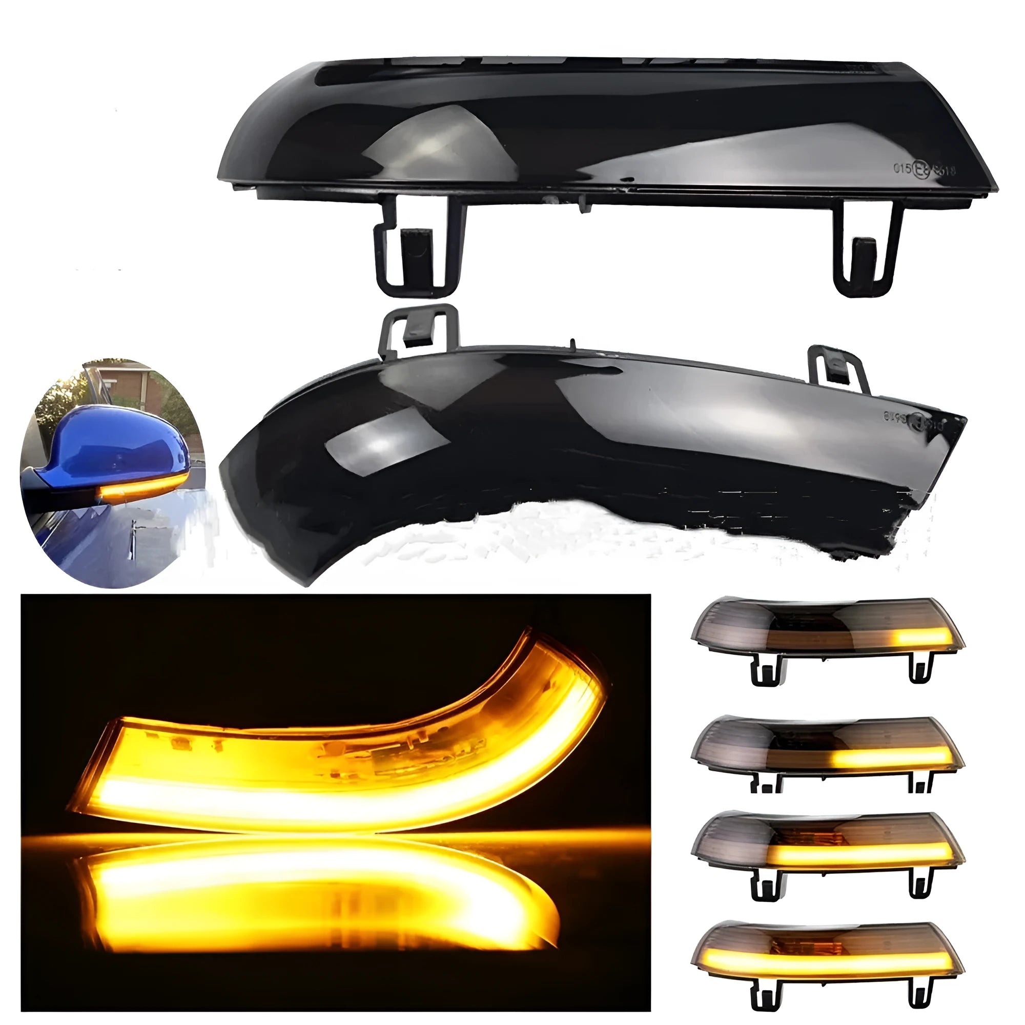 Volkswagen Golf MK5 running water sequential LED turn signal light in yellow or blue yellow.