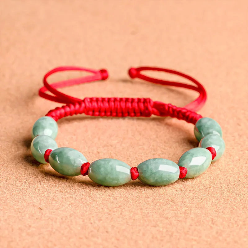 Jade As Right As Rain bracelet unisex natural stone dark green men's 9 beads with certificate